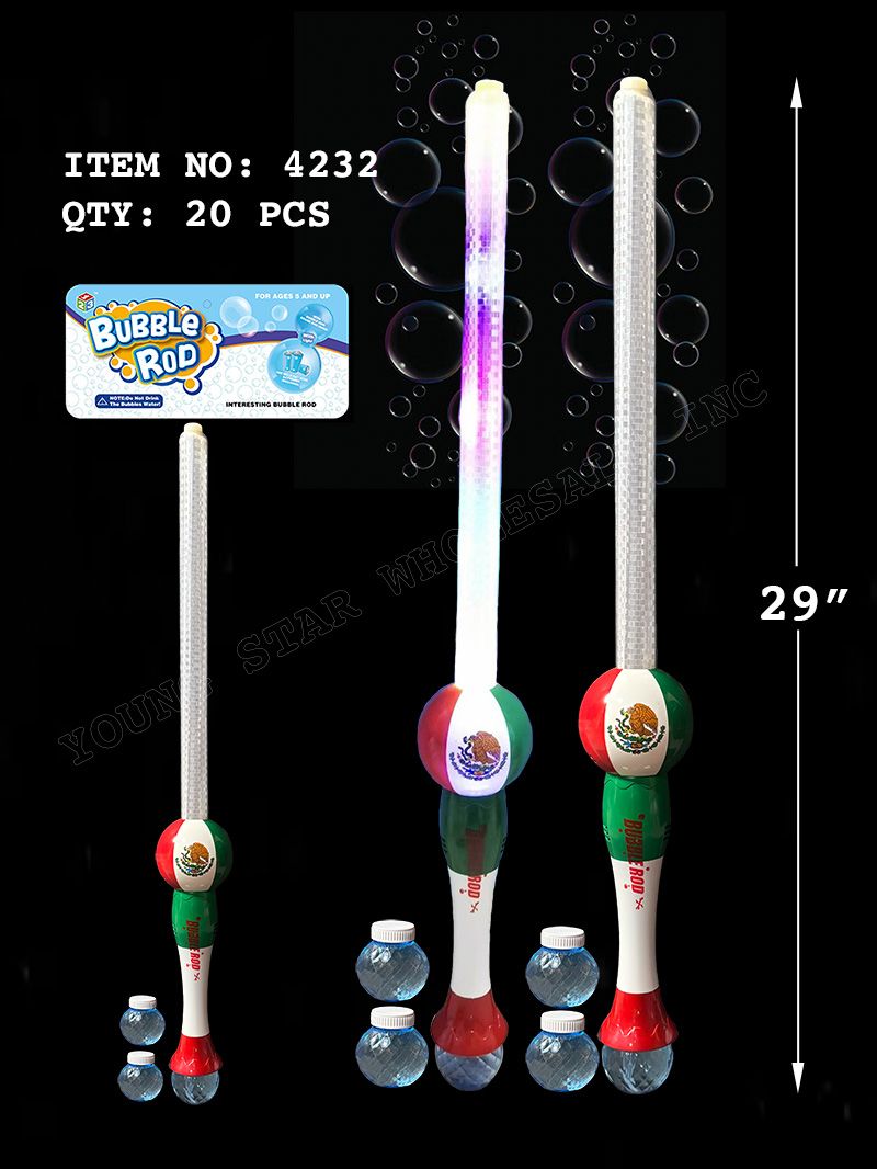 Mexico Flag Bubble Rod (Qty: 20pcs)