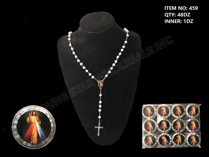 Divine Mercy Jesus Rosary White (Qty: 48dz)