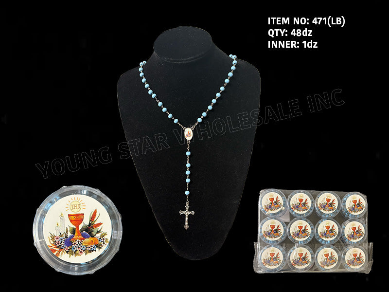 Comunion Rosary Light Blue (Qty: 48dz)