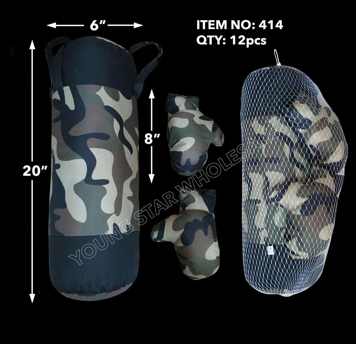 Punching Bag Green Camouflage Medium - 20" (Qty: 12pcs)