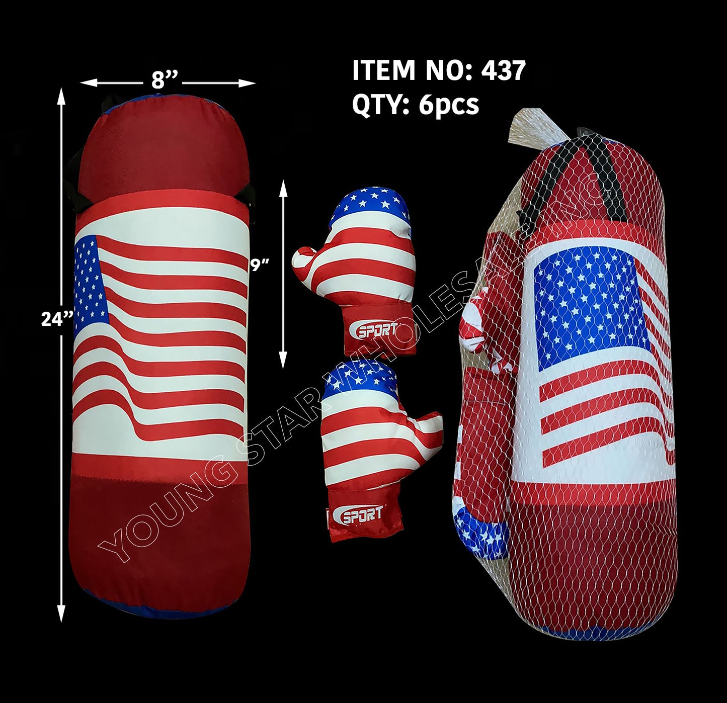 Punching Bag American Flag Large - 24" (Qty: 10pcs)
