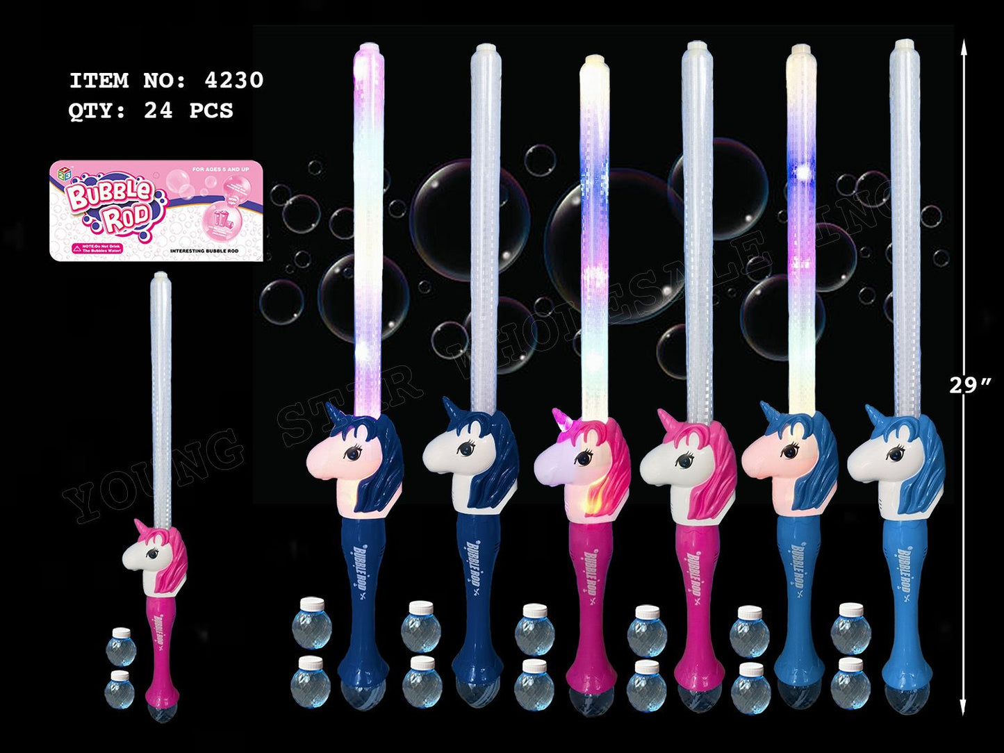 Unicorn Bubble Rod (Qty: 24pcs)