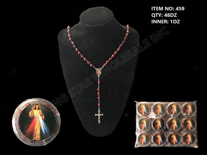 Divine Mercy Jesus Rosary Red (Qty: 48dzn)