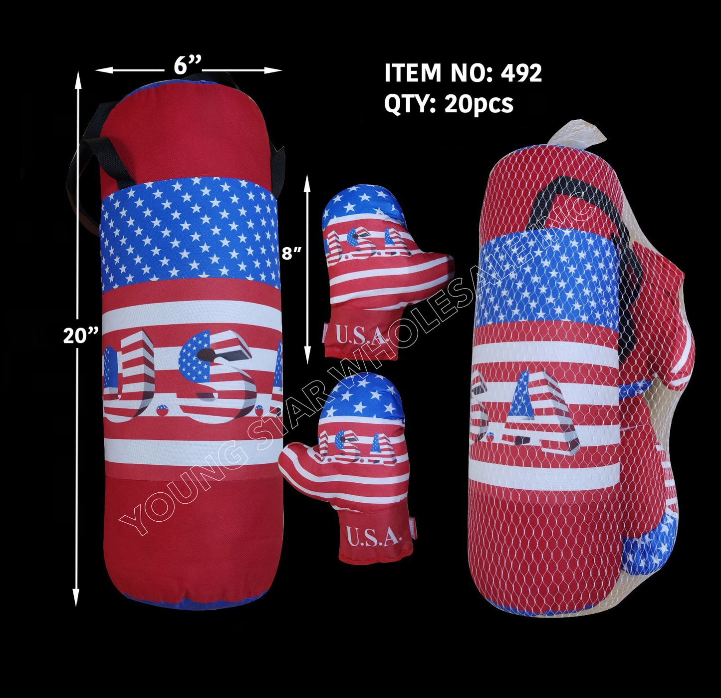 Punching Bag USA Flag Medium - 20" (Qty: 20pcs)