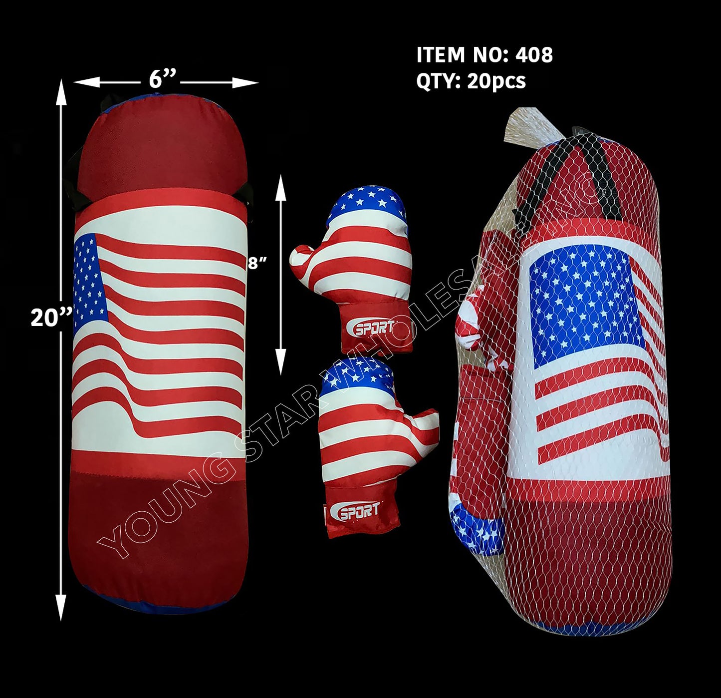 Punching Bag American Flag Medium - 20" (Qty: 20pcs)